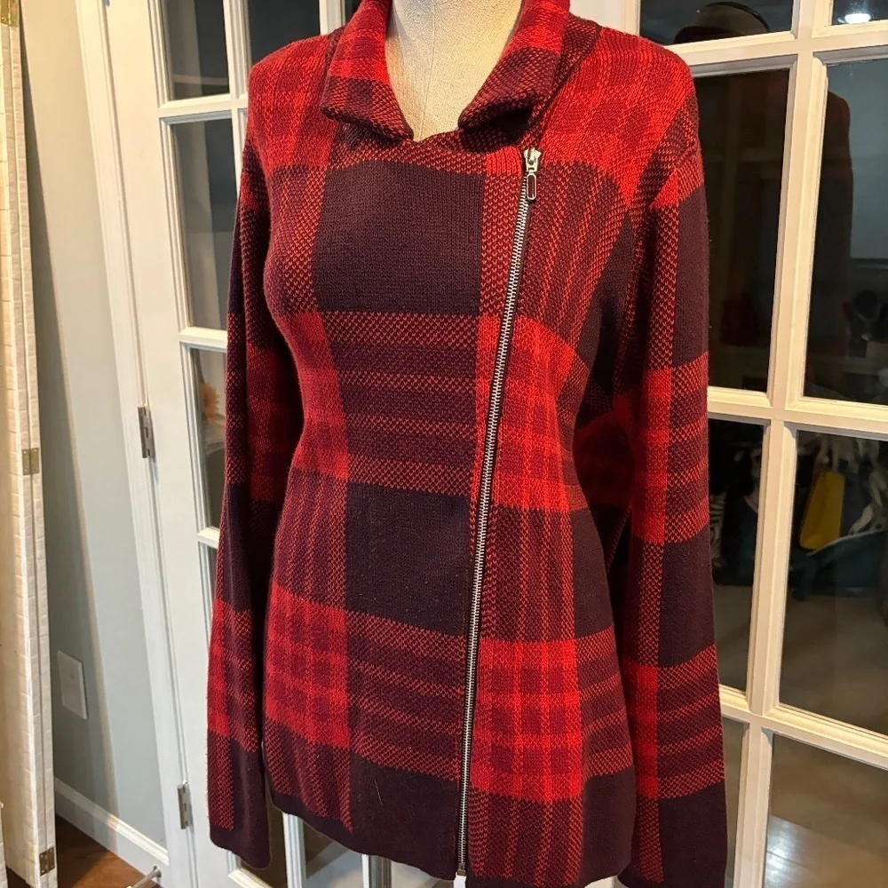 Isaac Mizrahi Live Plaid Sweater Jacket: Coat Sz 3X New